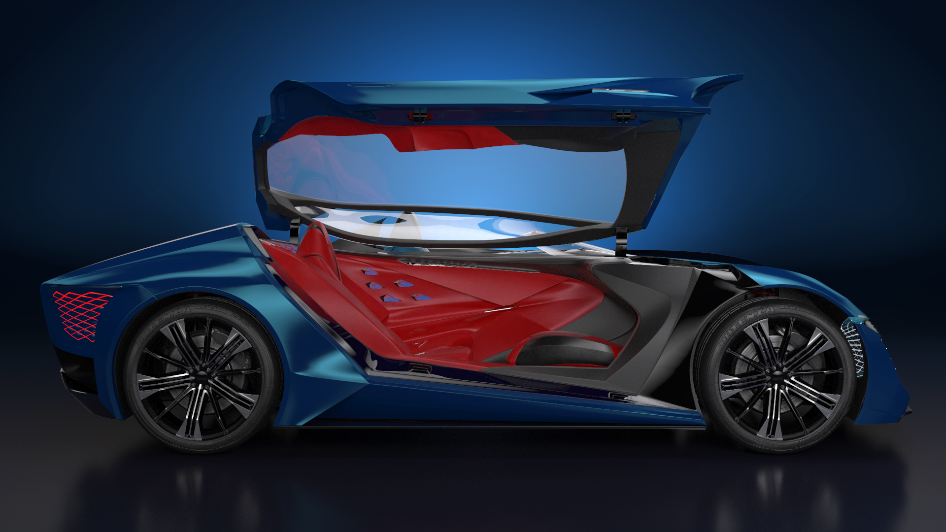 3D model Concept Car DS X E-TENSE Rigged for Cinema 4D