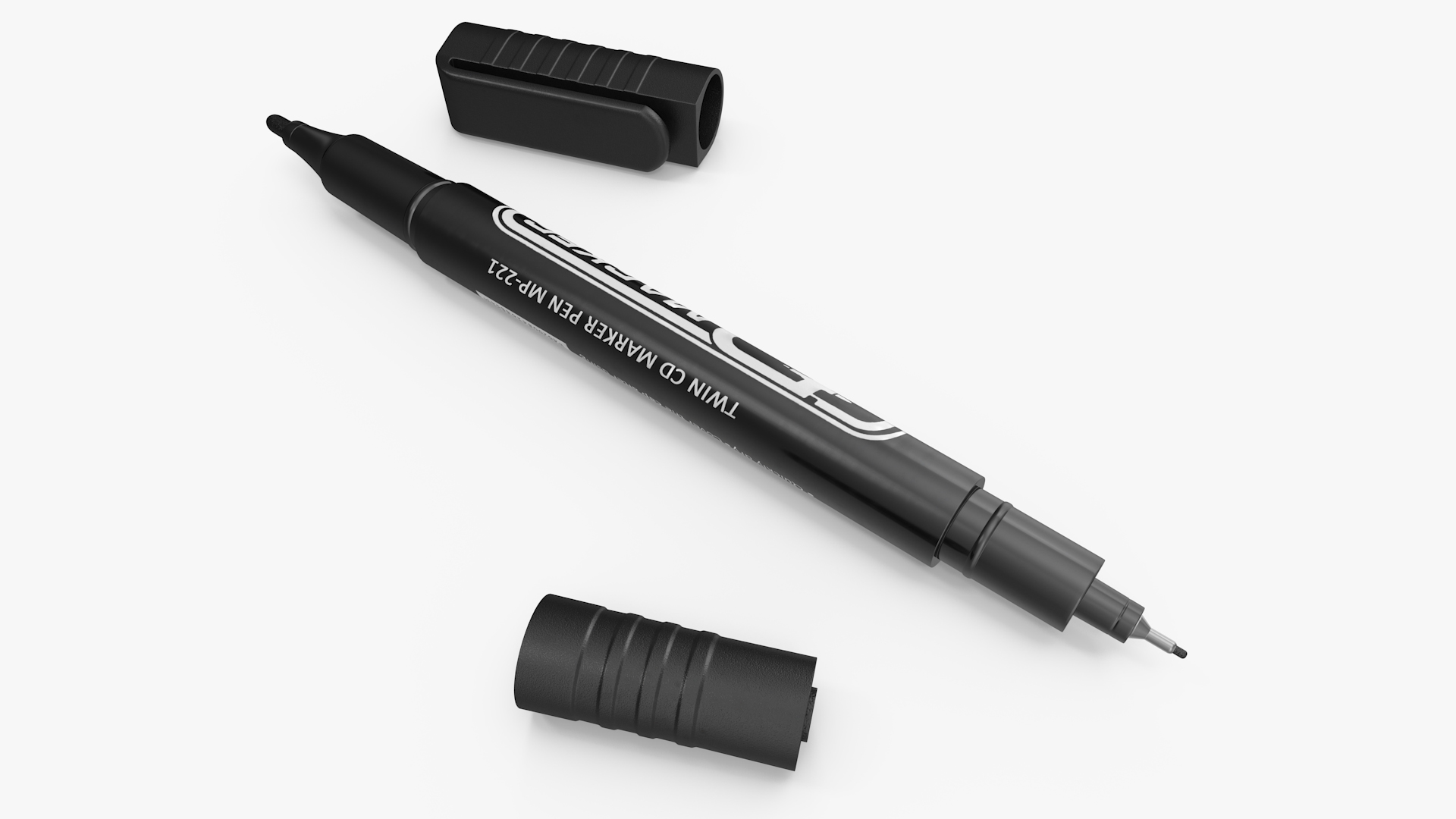 Permanent Marker Ultra Fine Tip Black Open 3D