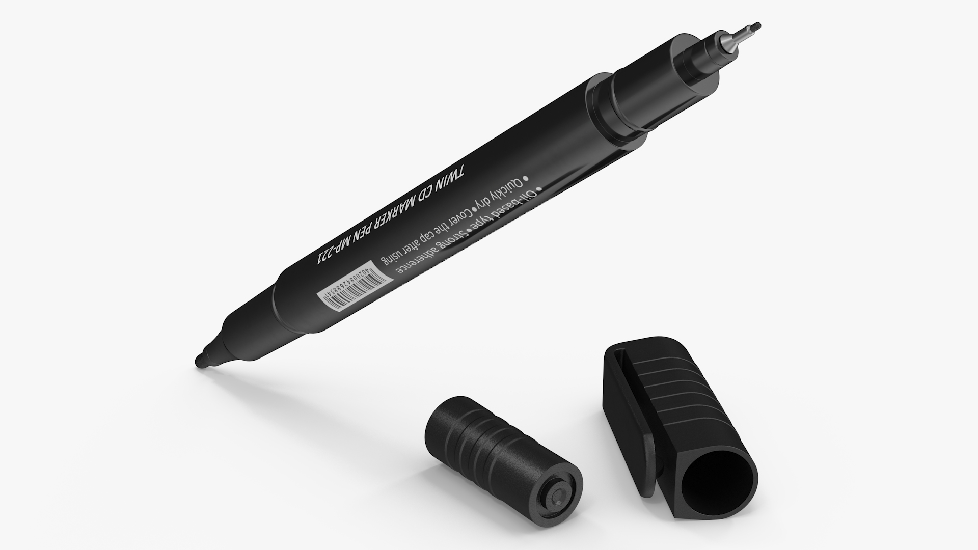 Permanent Marker Ultra Fine Tip Black Open 3D