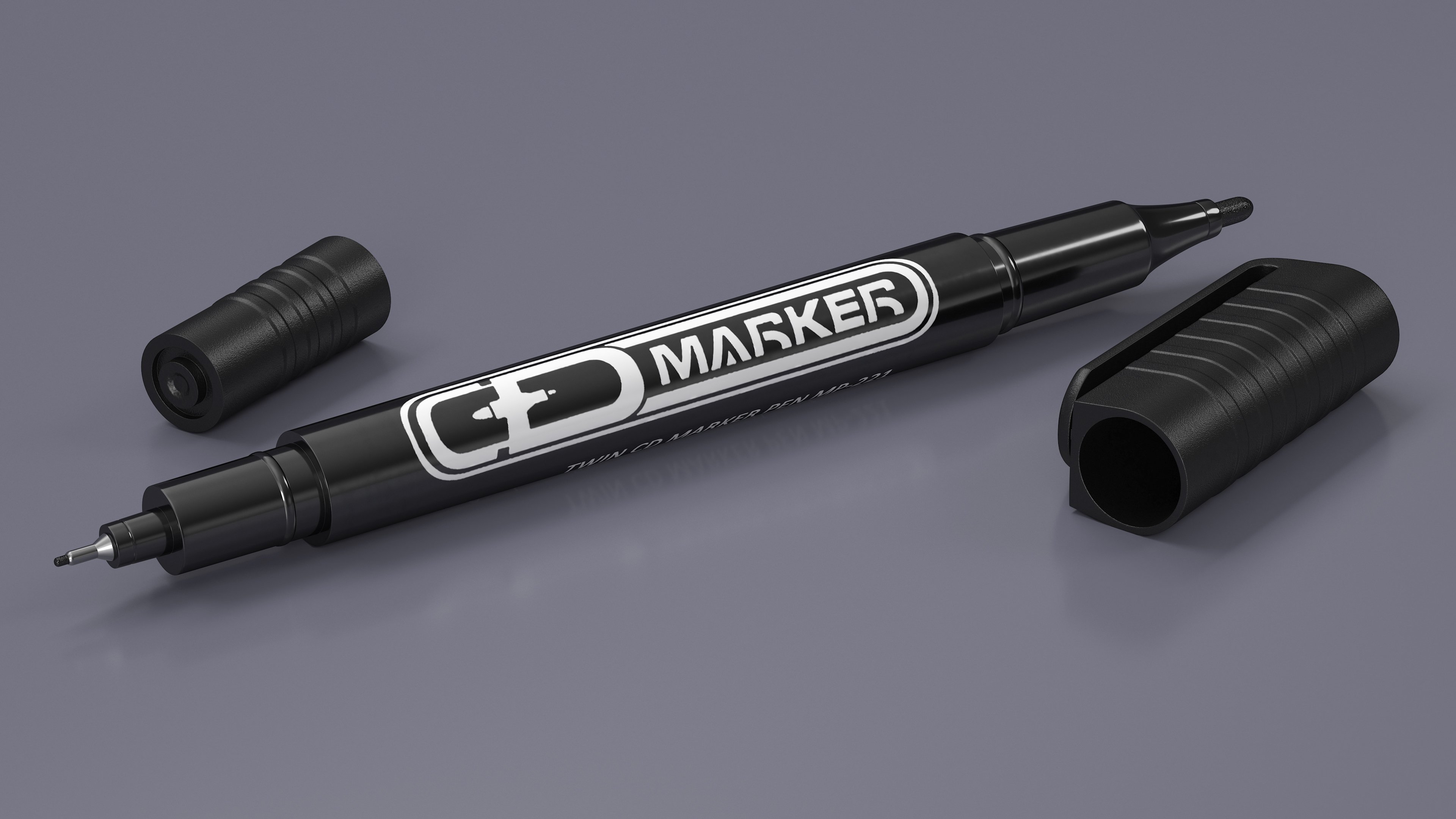 Permanent Marker Ultra Fine Tip Black Open 3D