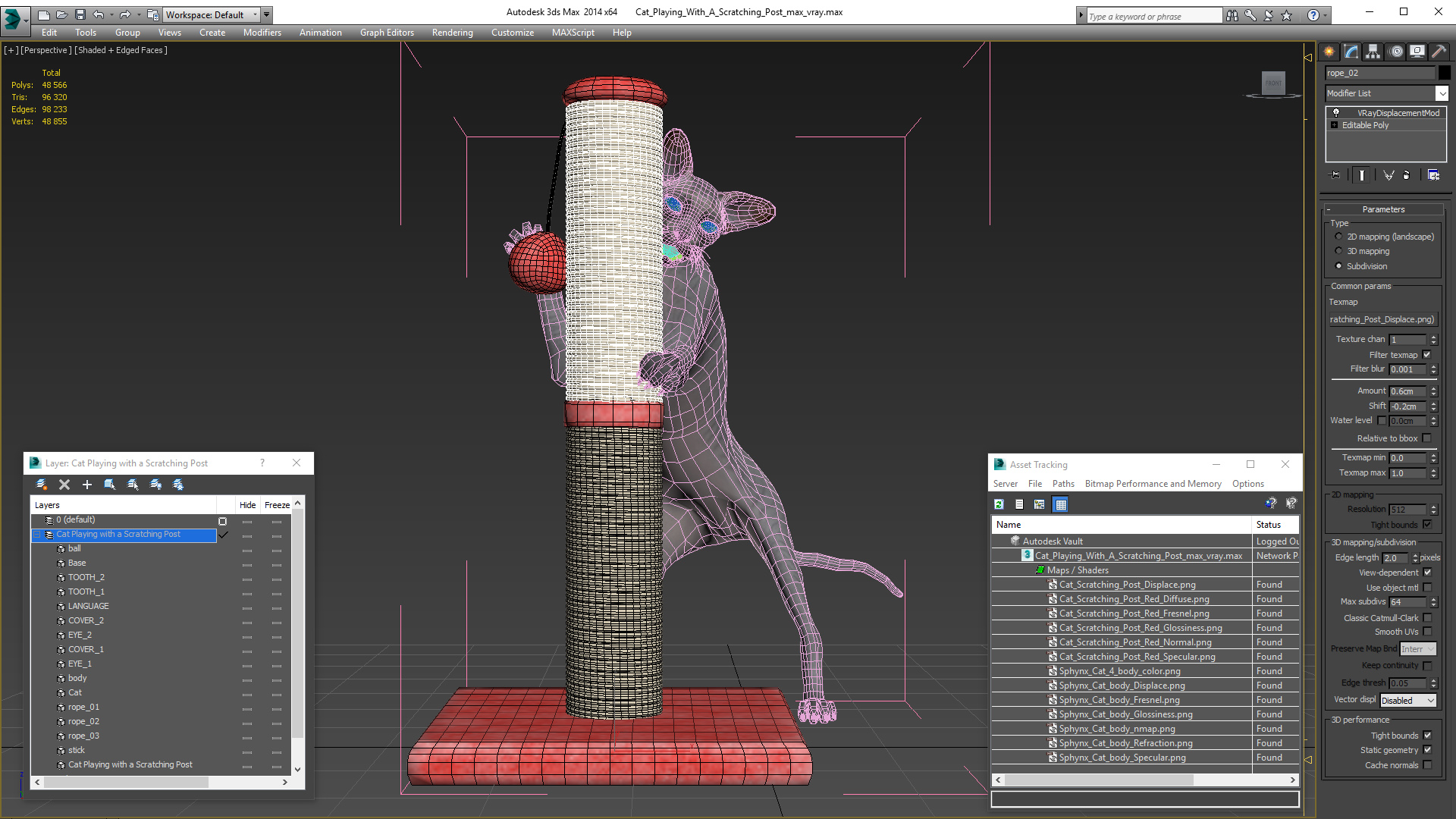 Cat Playing With A Scratching Post 3D model