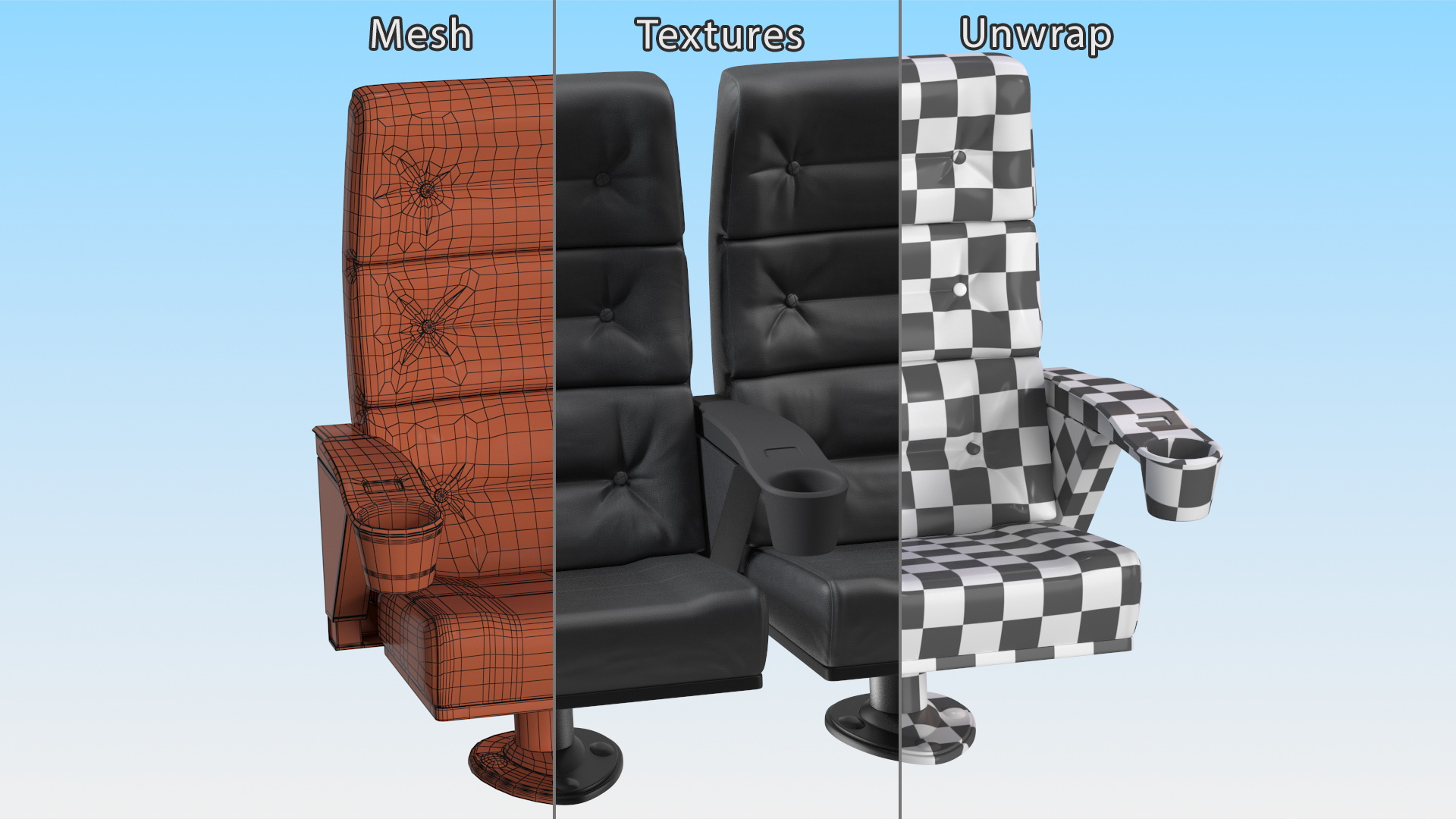 3D Phantom P40 Leather Cinema Chairs for Two Places model