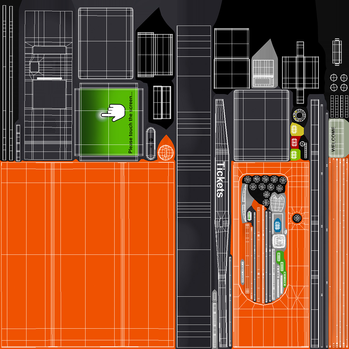 Self Service Ticket Machine Orange 3D model