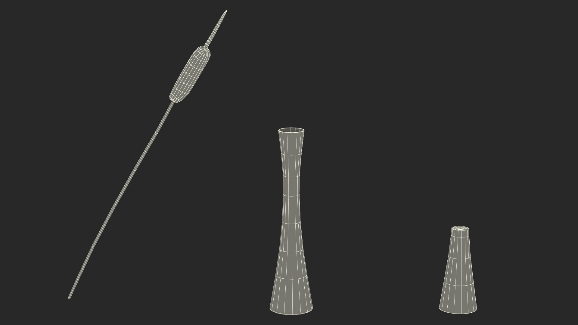 Typha Latifolia in Glass Vase 3D model