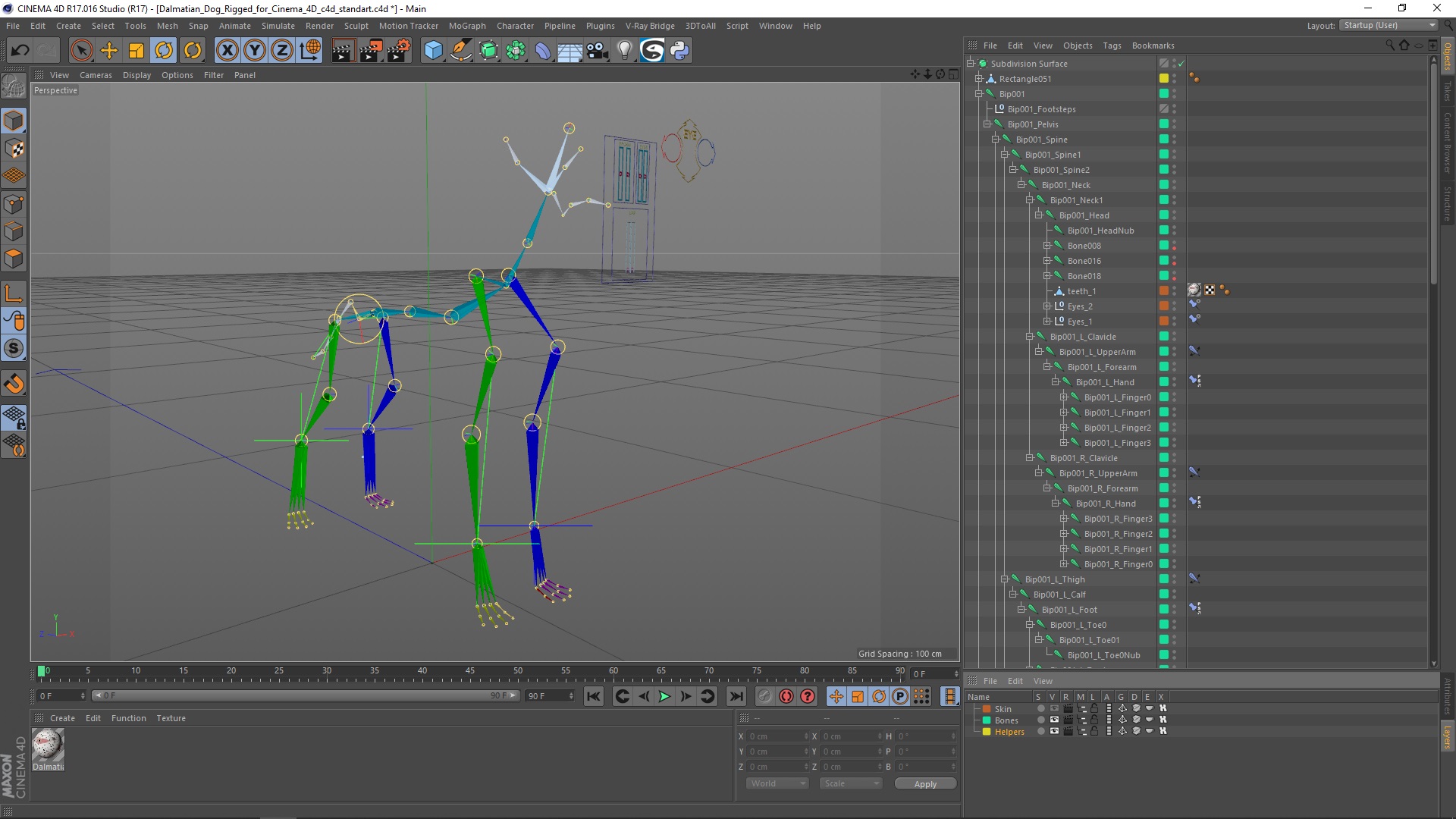 Dalmatian Dog Rigged for Cinema 4D 3D model