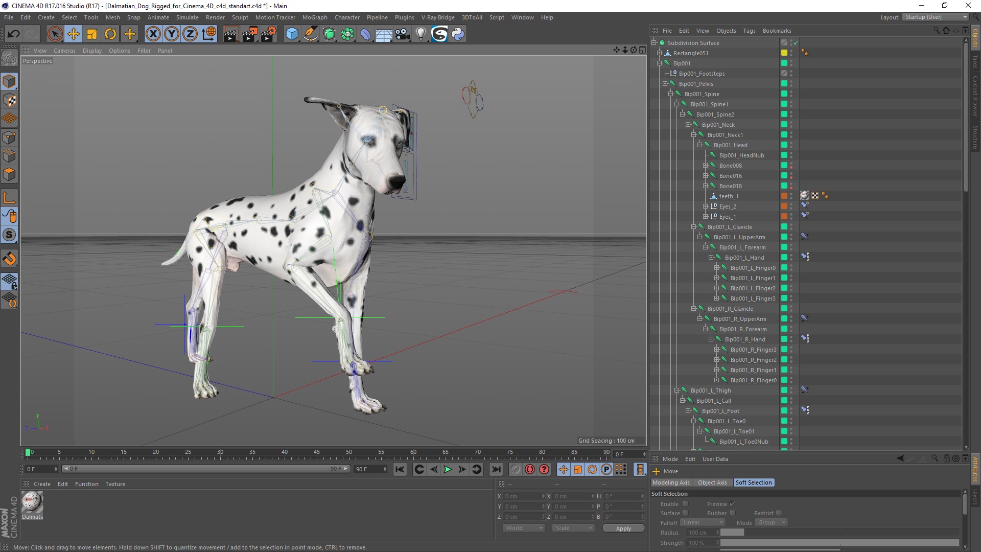 Dalmatian Dog Rigged for Cinema 4D 3D model