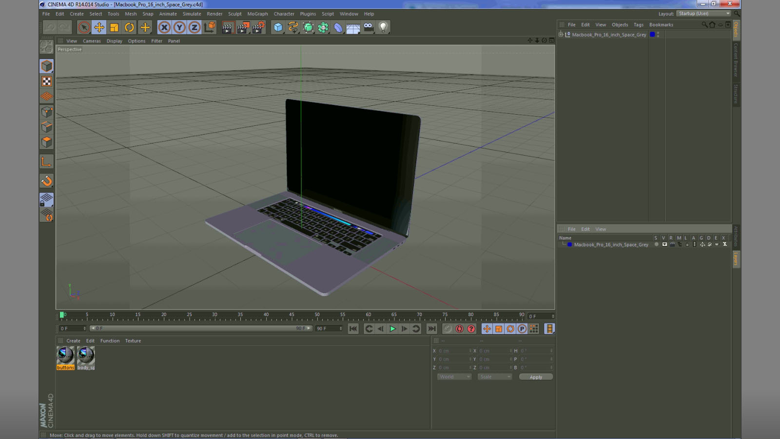3D model Macbook Pro 16 inch Space Grey