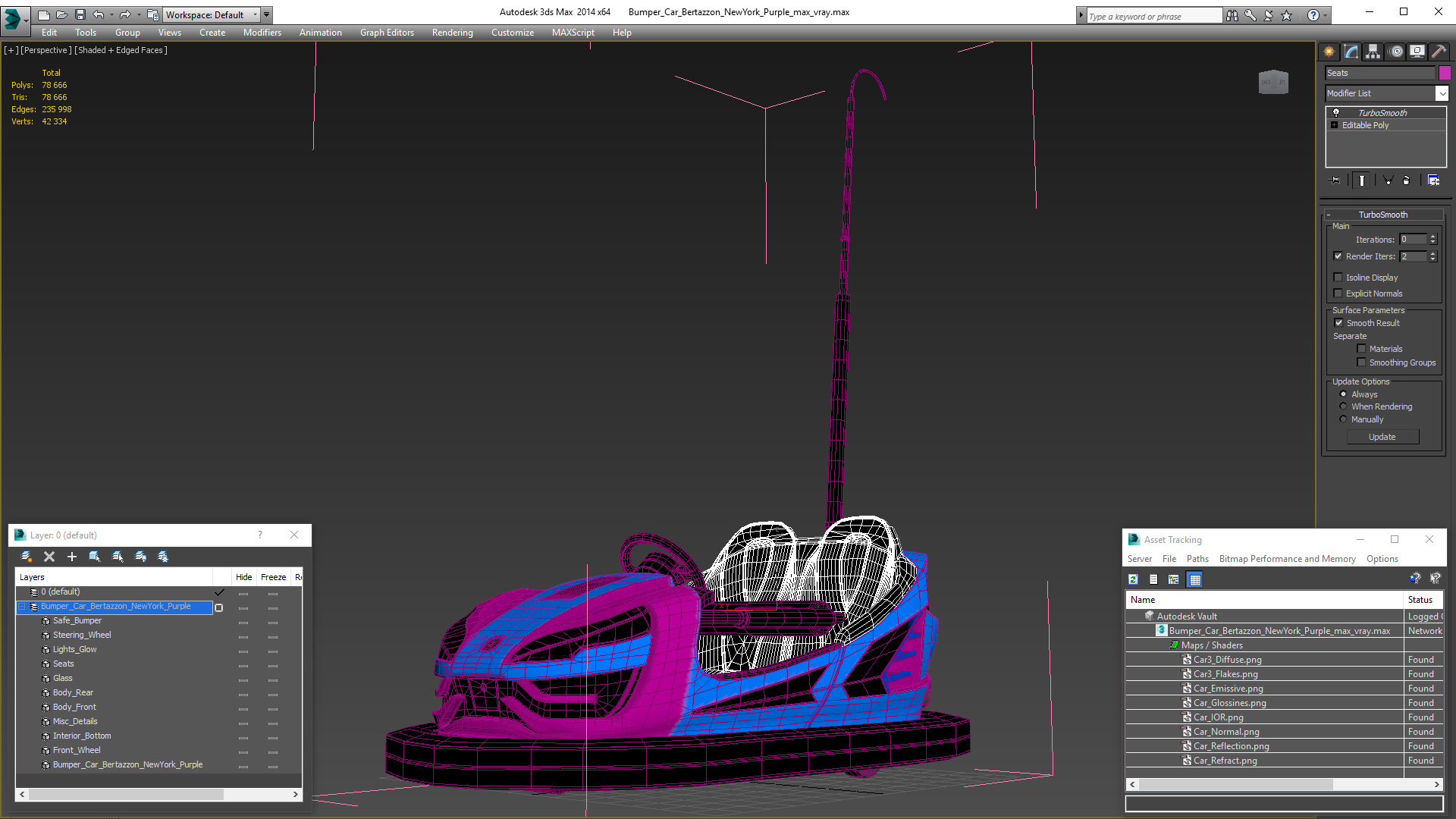3D model Bumper Car Bertazzon NewYork Purple