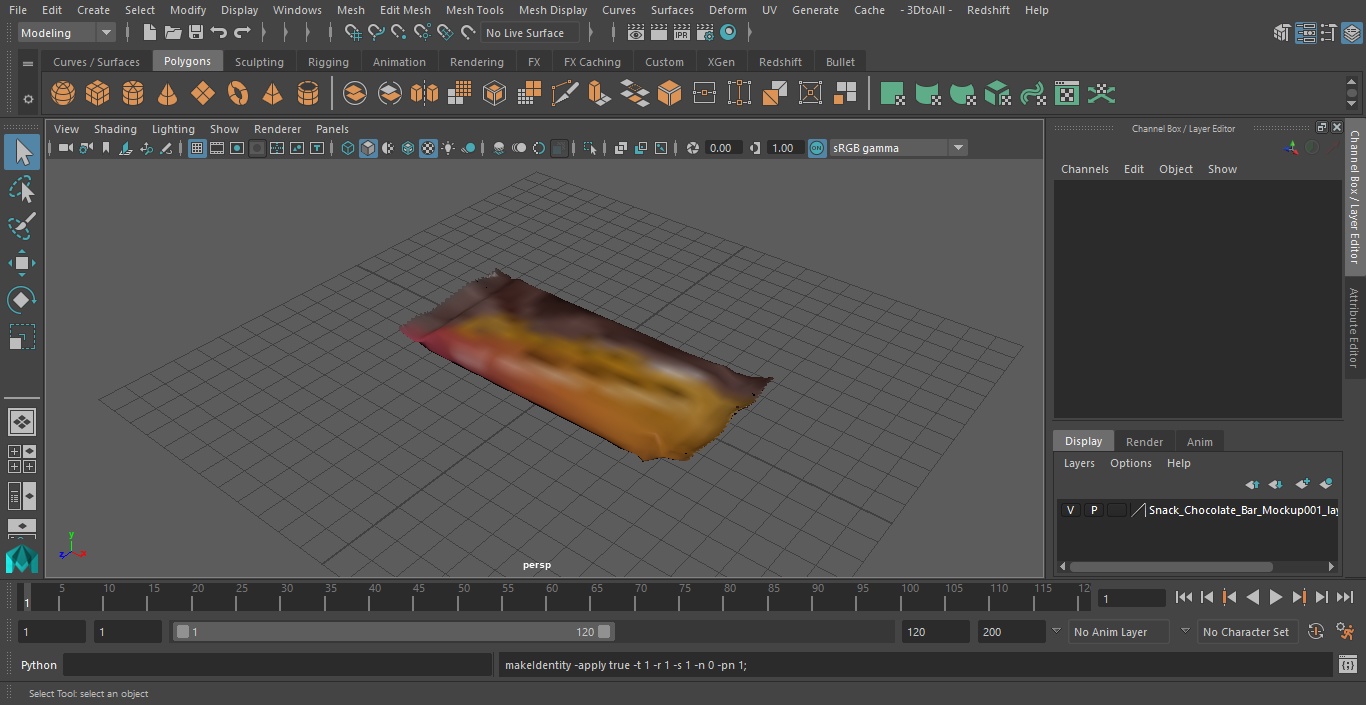 3D Snack Chocolate Bar Mockup