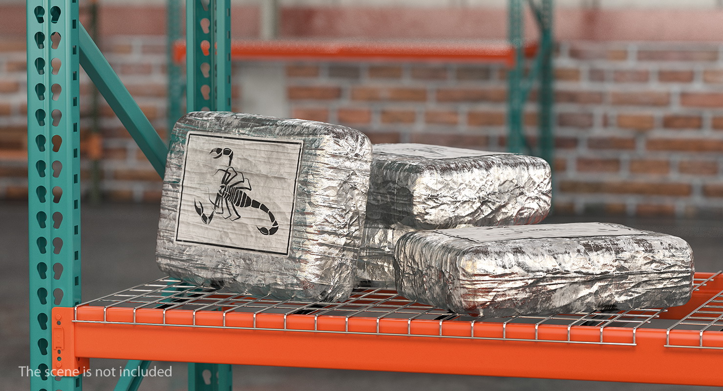 3D Bricks of Cocaine Wrapped in Foil model