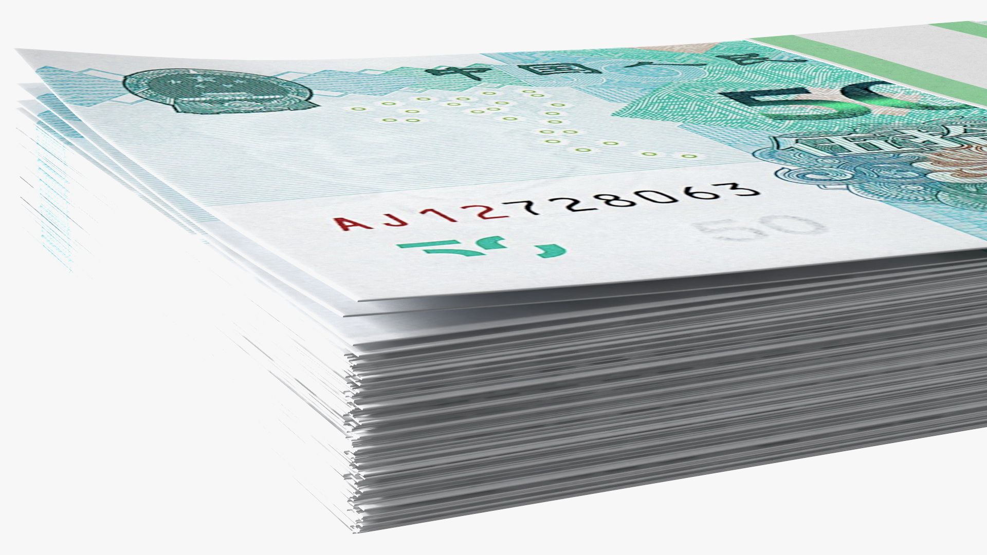 Chinese 50 Yuan 2019 Banknotes Bundle 3D