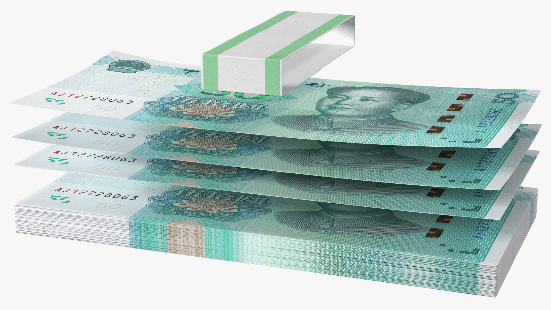 Chinese 50 Yuan 2019 Banknotes Bundle 3D