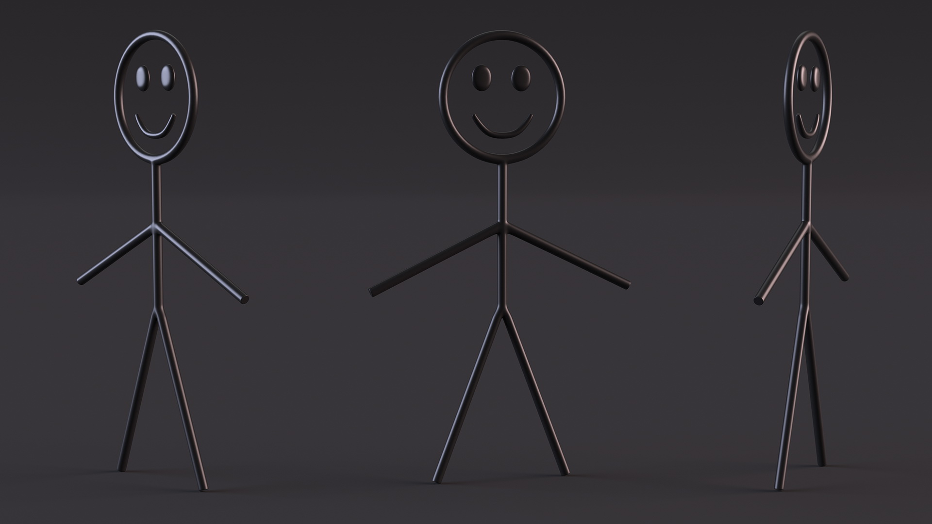 3D Stickman Black Rigged