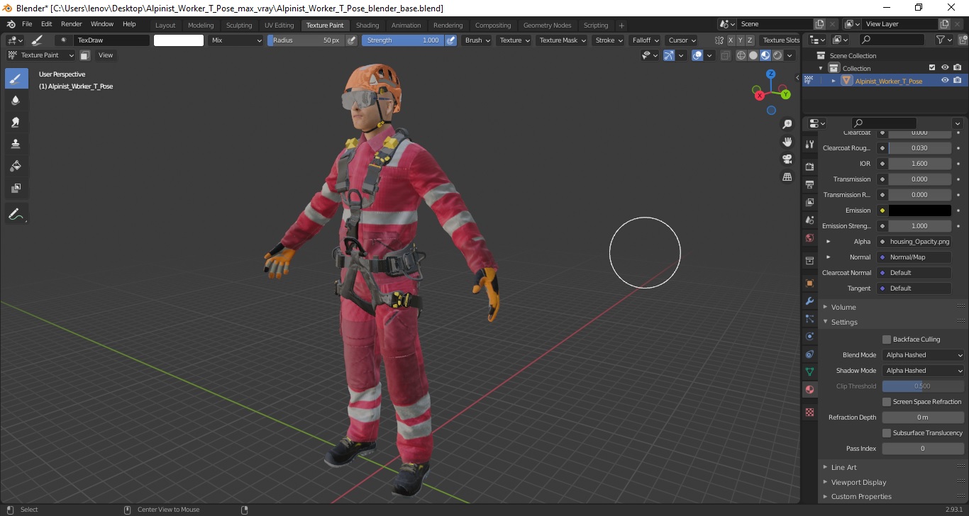 Alpinist Worker T Pose 3D