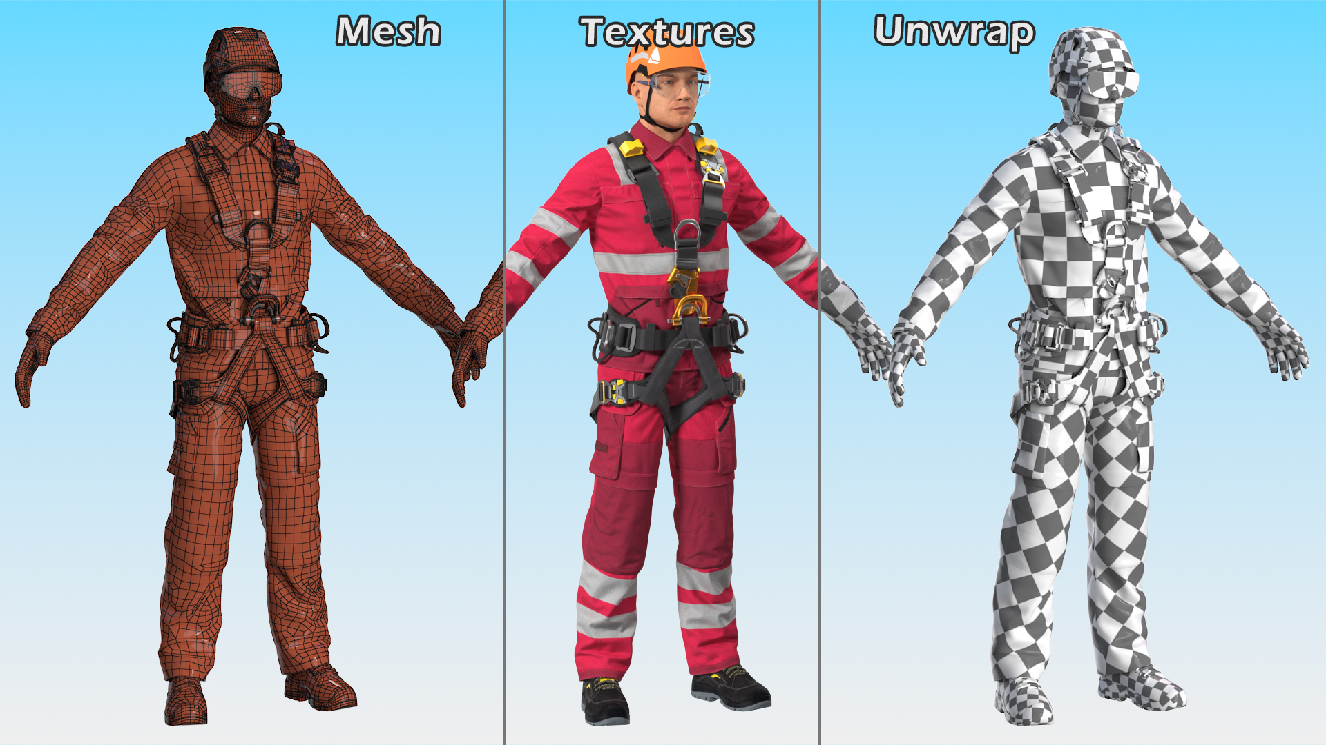 Alpinist Worker T Pose 3D