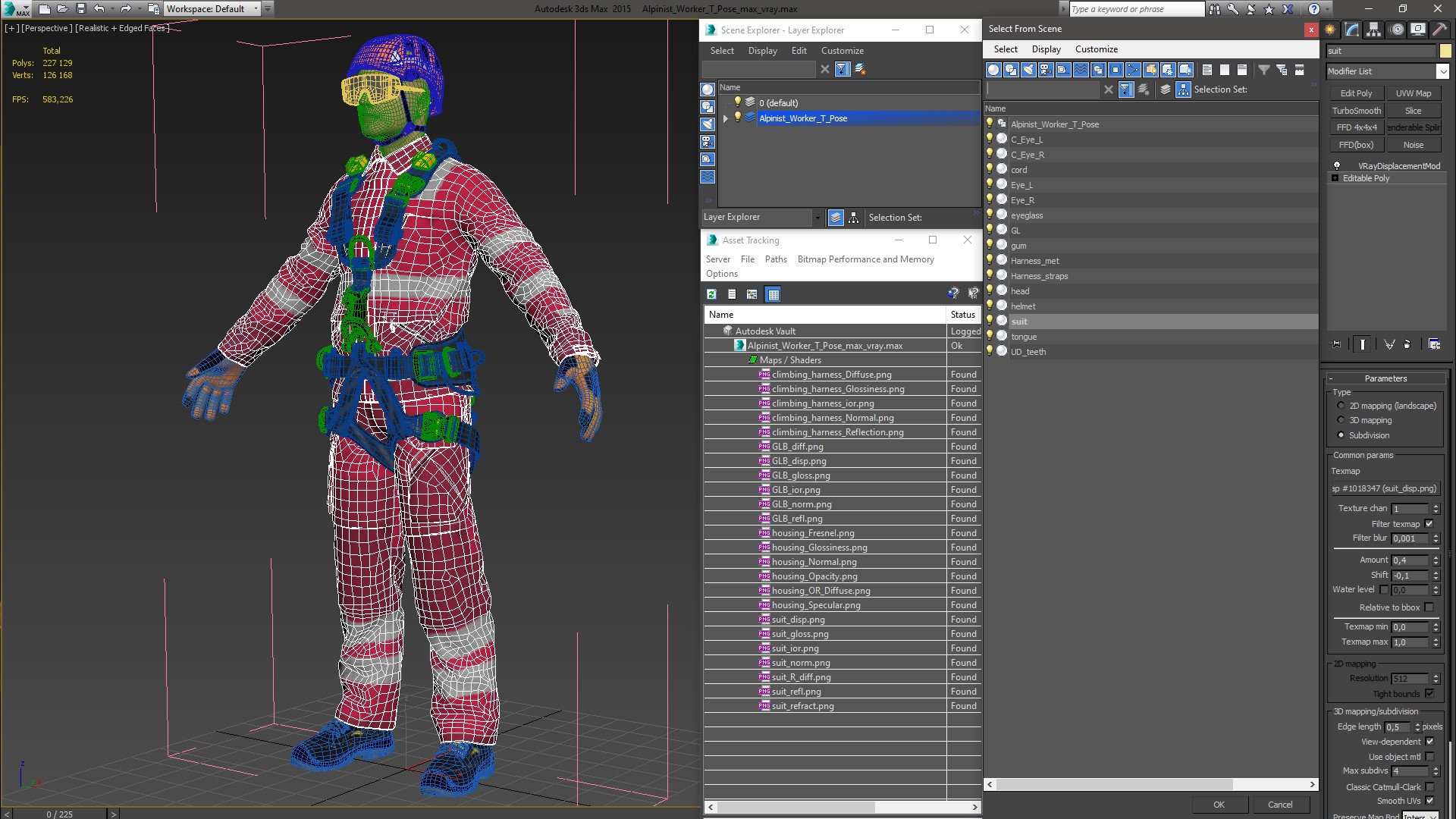 Alpinist Worker T Pose 3D