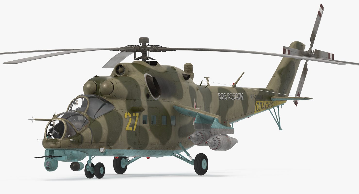 3D Russian Large Helicopter Gunship Mi 35M Rigged