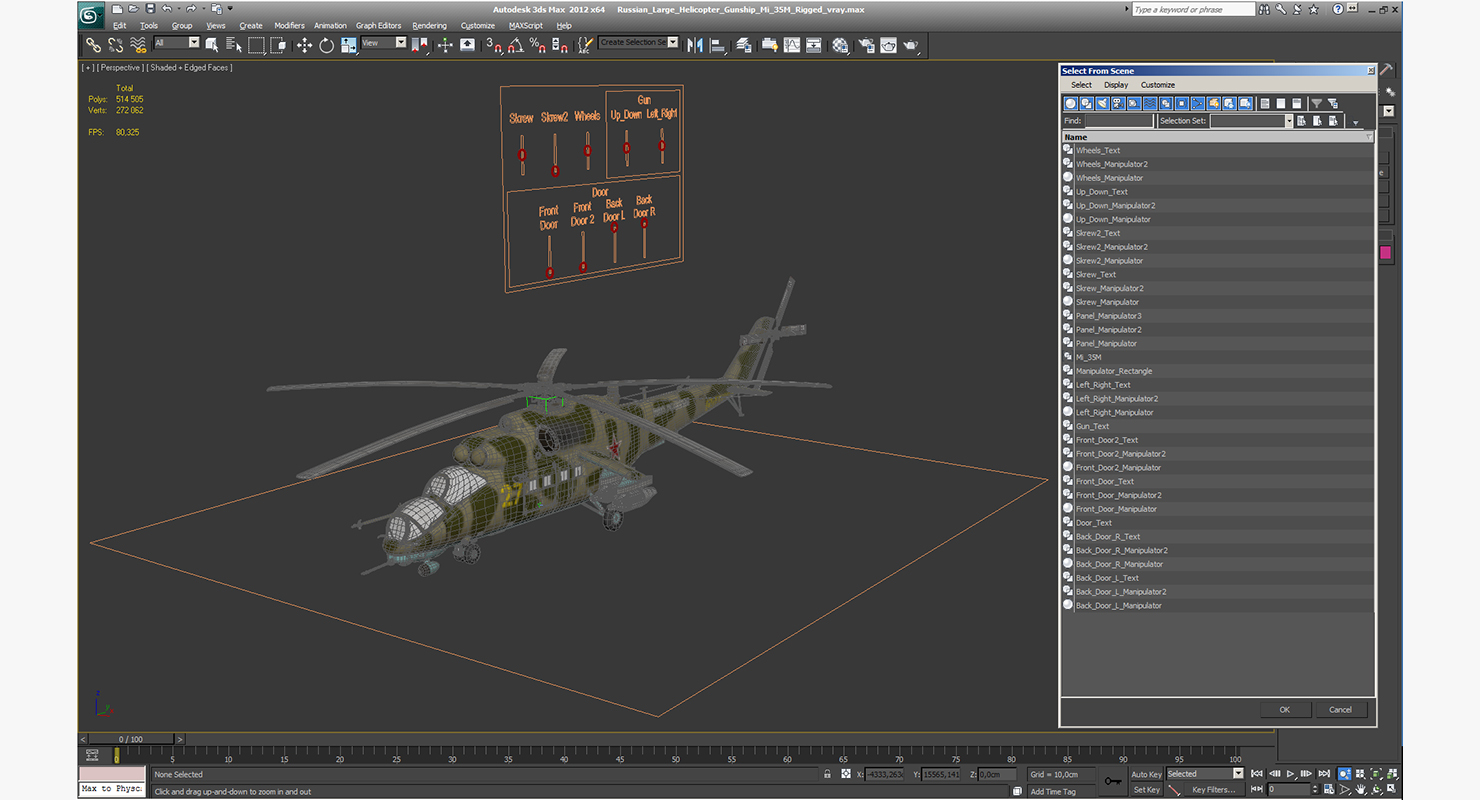 3D Russian Large Helicopter Gunship Mi 35M Rigged