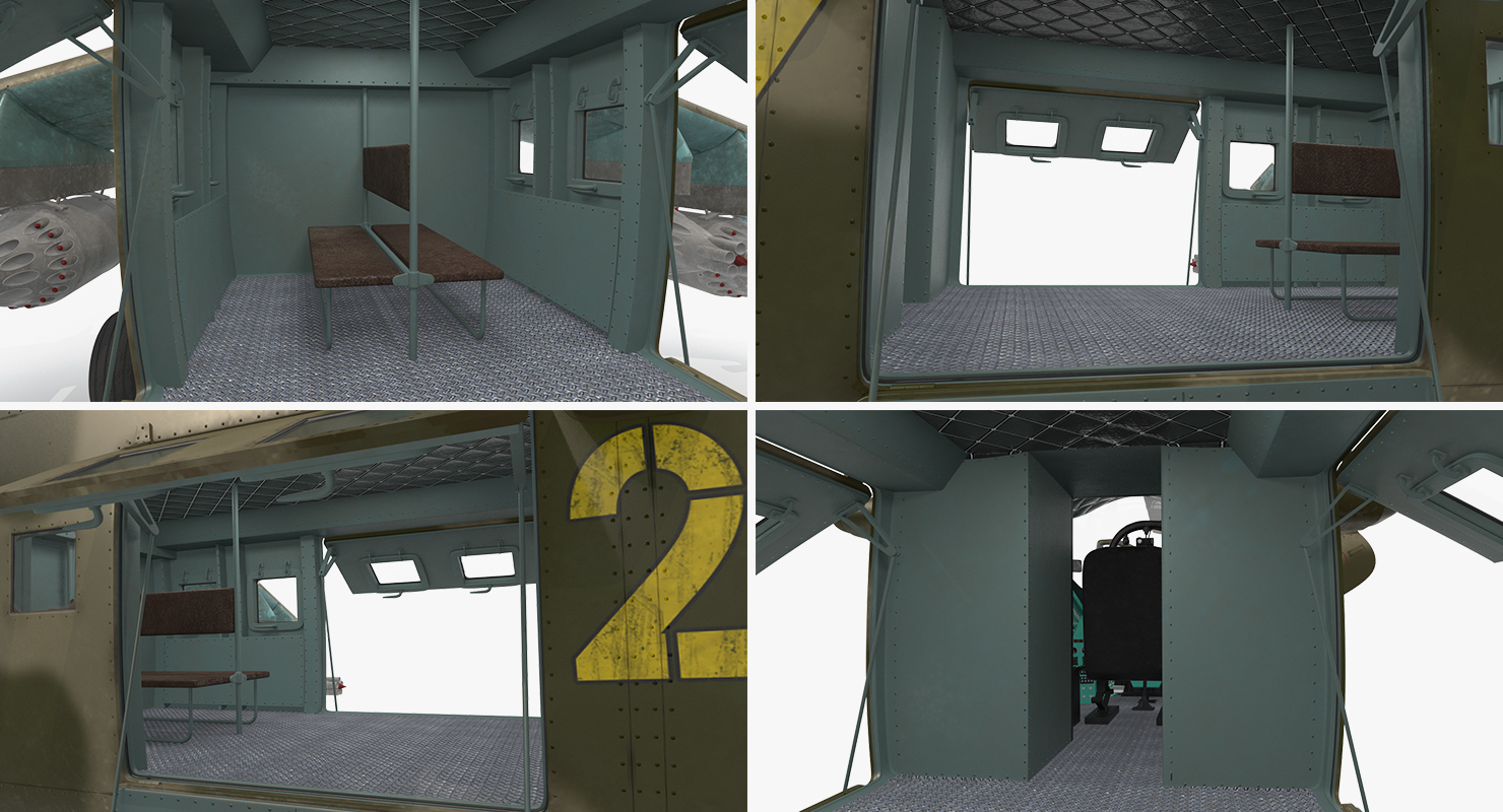 3D Russian Large Helicopter Gunship Mi 35M Rigged