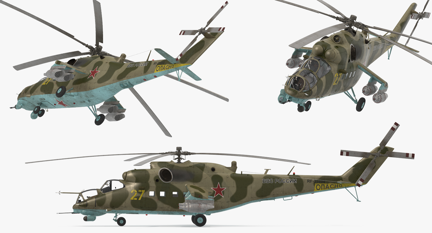 3D Russian Large Helicopter Gunship Mi 35M Rigged