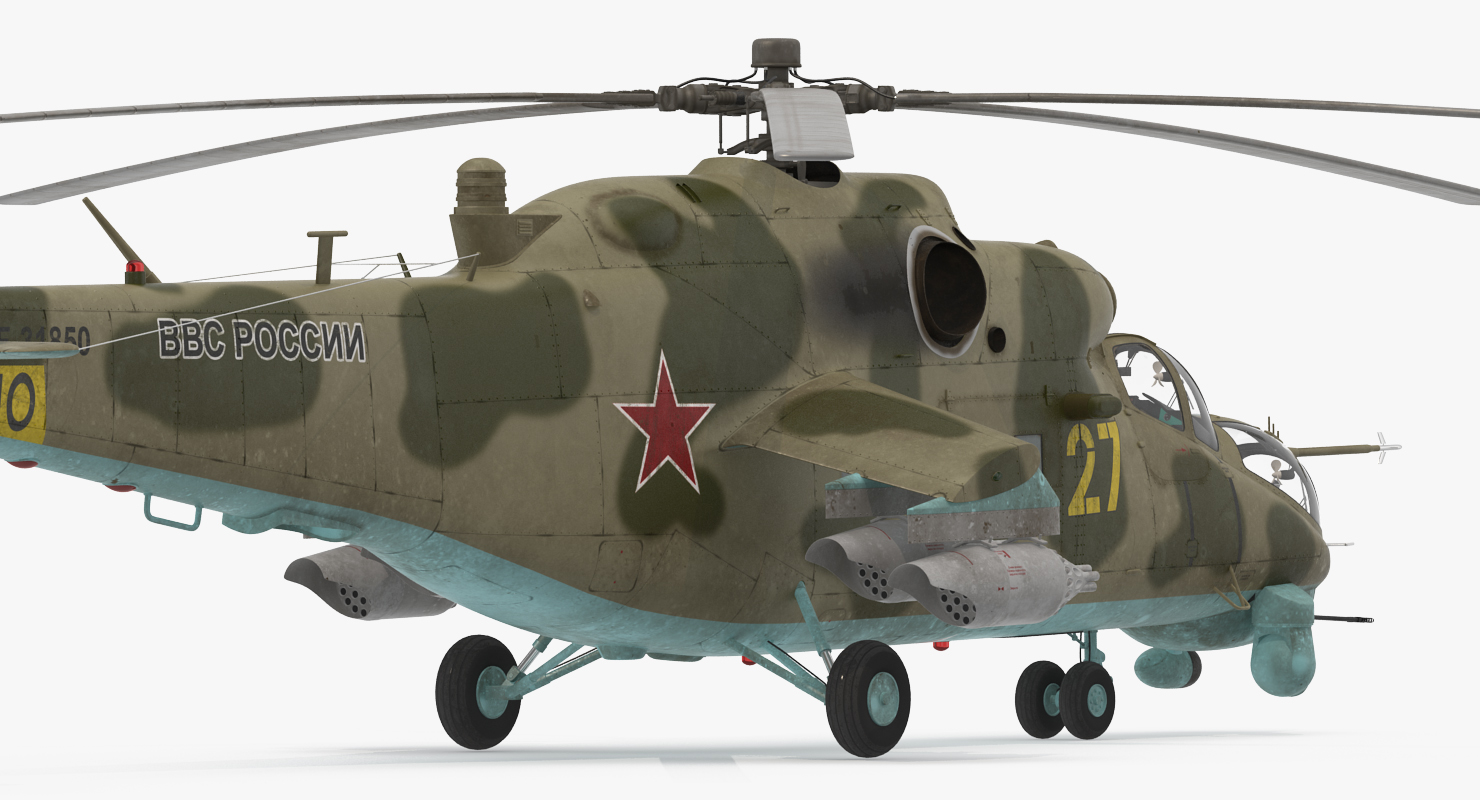 3D Russian Large Helicopter Gunship Mi 35M Rigged