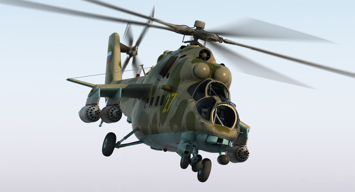 3D Russian Large Helicopter Gunship Mi 35M Rigged