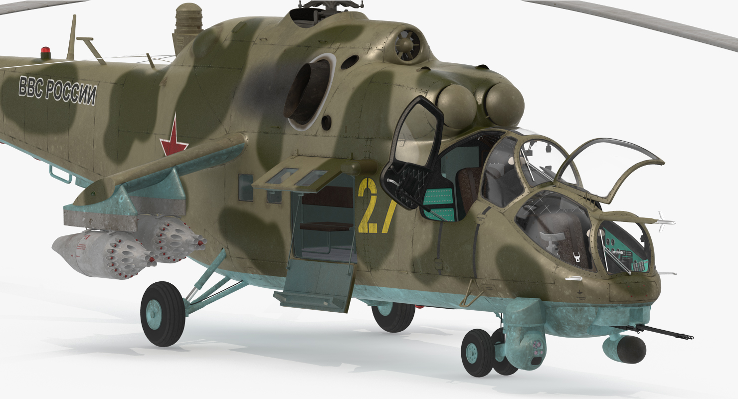 3D Russian Large Helicopter Gunship Mi 35M Rigged