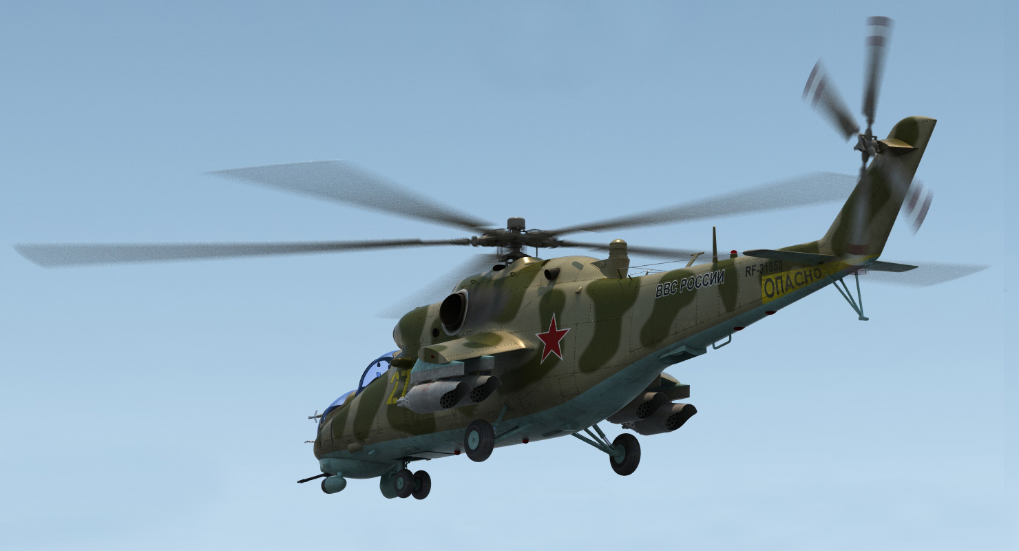 3D Russian Large Helicopter Gunship Mi 35M Rigged