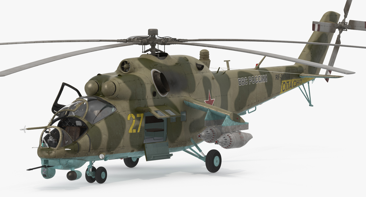 3D Russian Large Helicopter Gunship Mi 35M Rigged