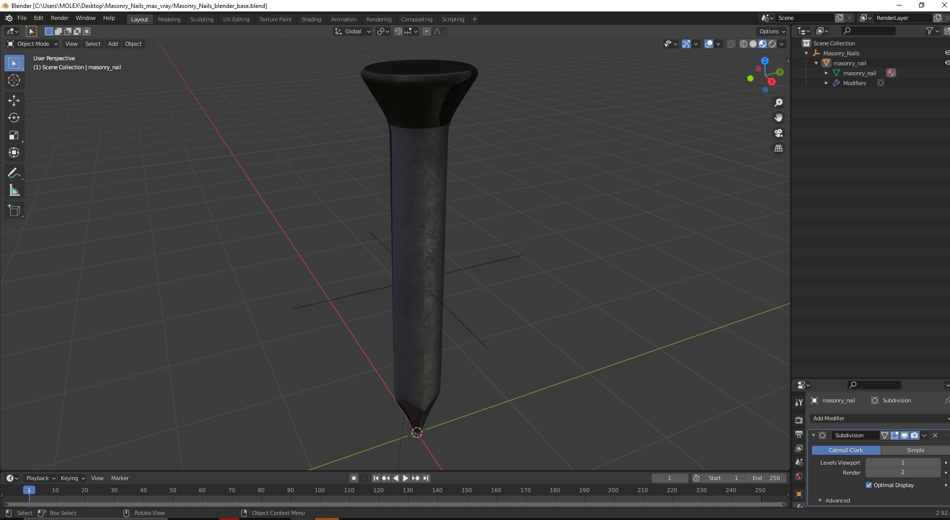 3D Masonry Nails model