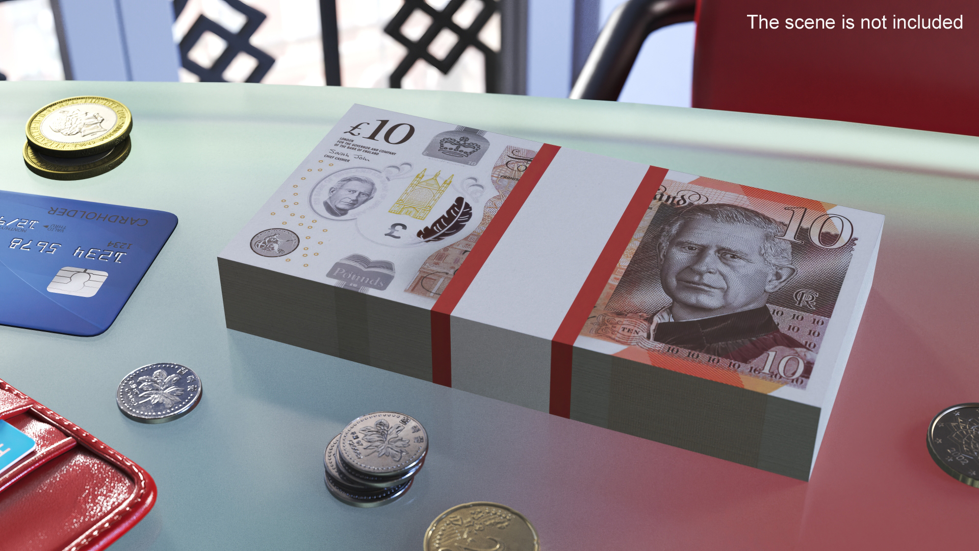 3D UK Currency 10 Pounds Banknotes Pack