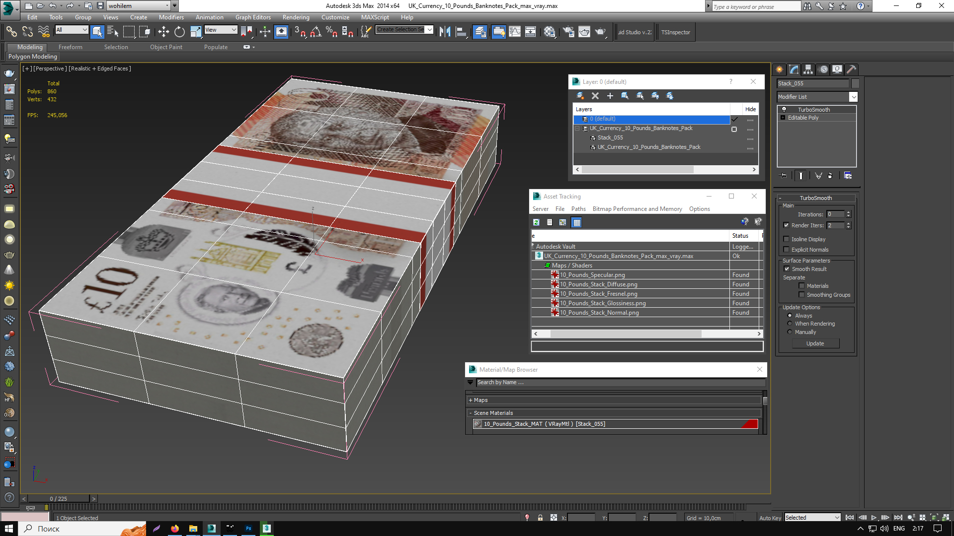 3D UK Currency 10 Pounds Banknotes Pack