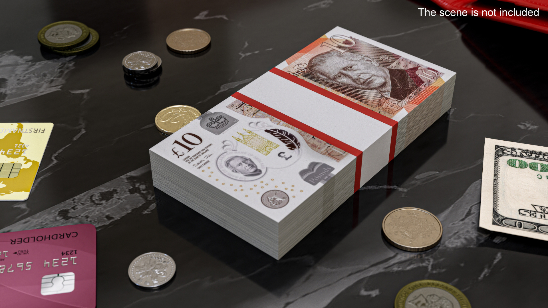 3D UK Currency 10 Pounds Banknotes Pack