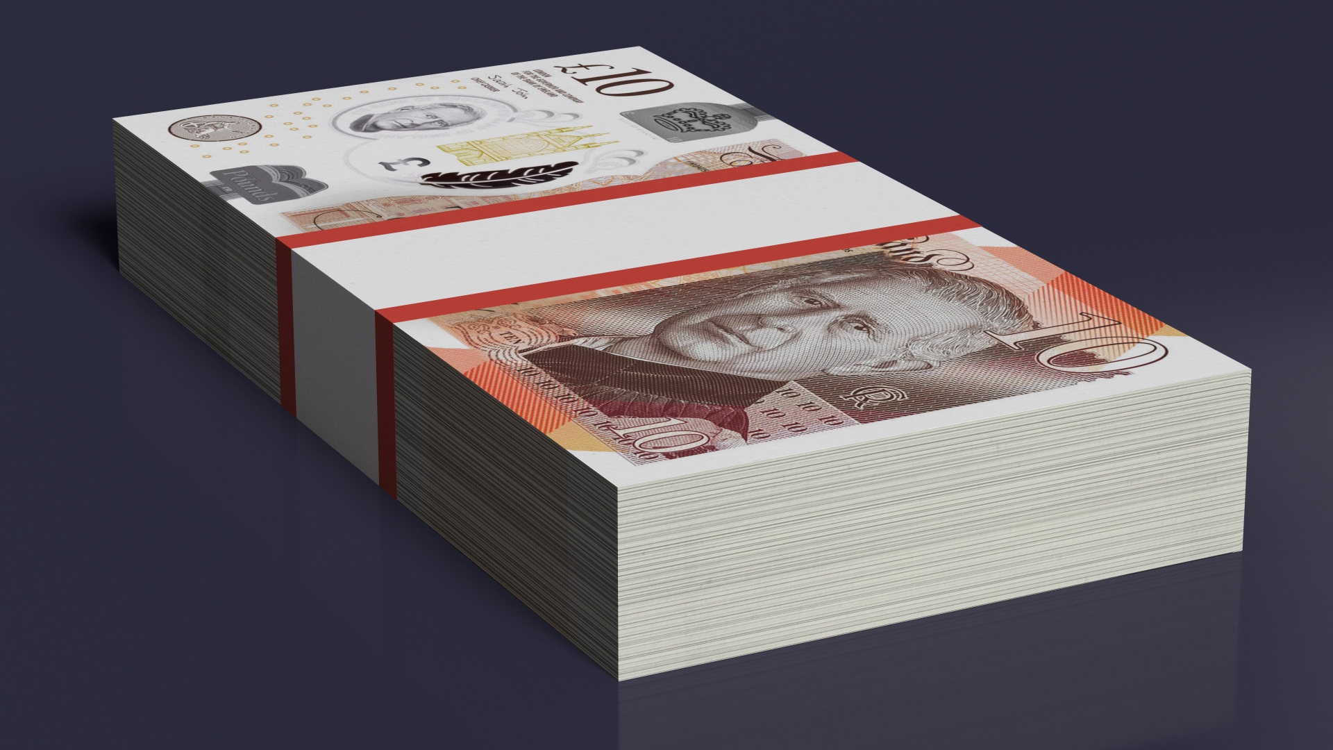 3D UK Currency 10 Pounds Banknotes Pack