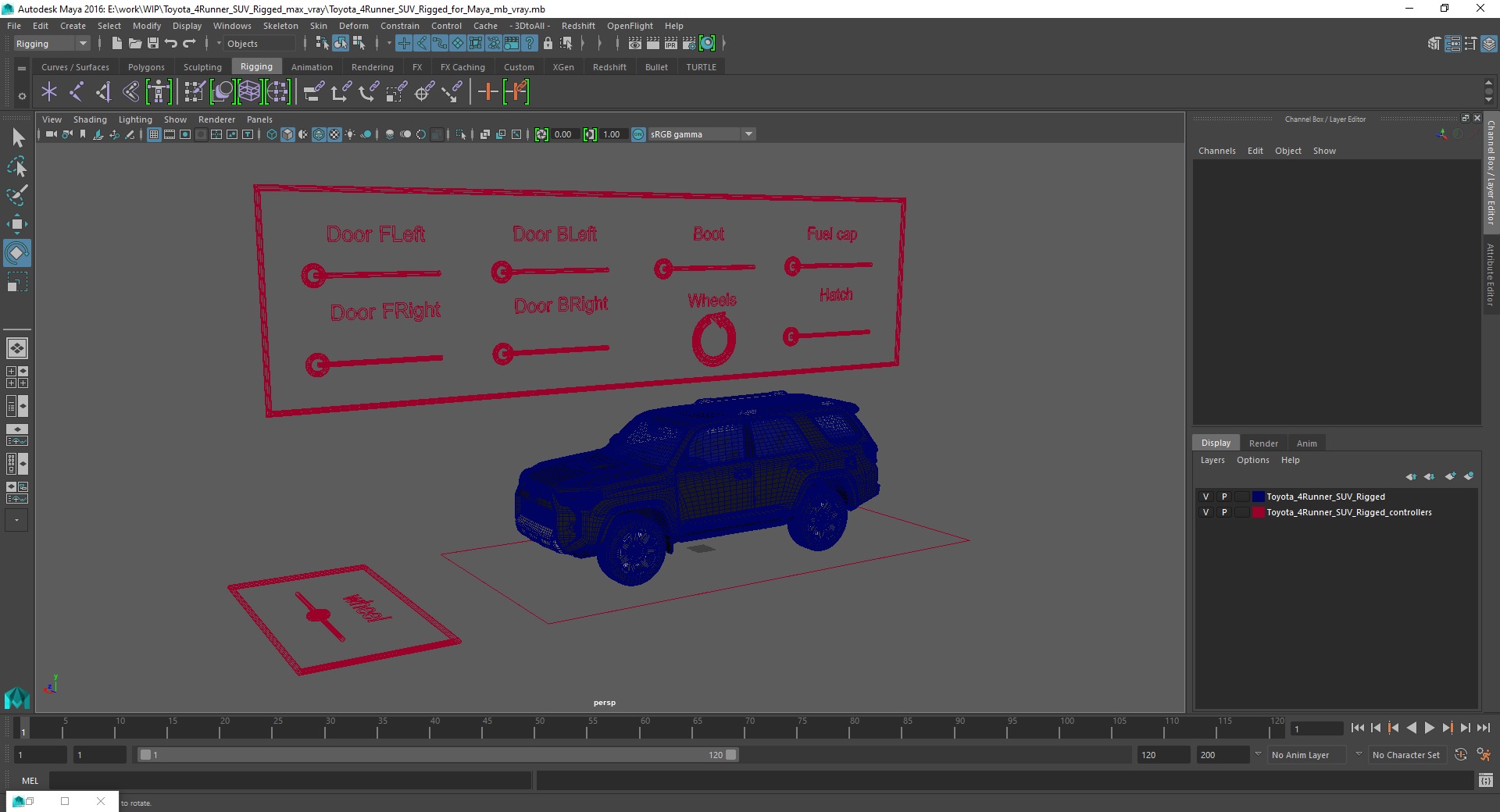 Toyota 4Runner SUV Rigged for Maya 3D model