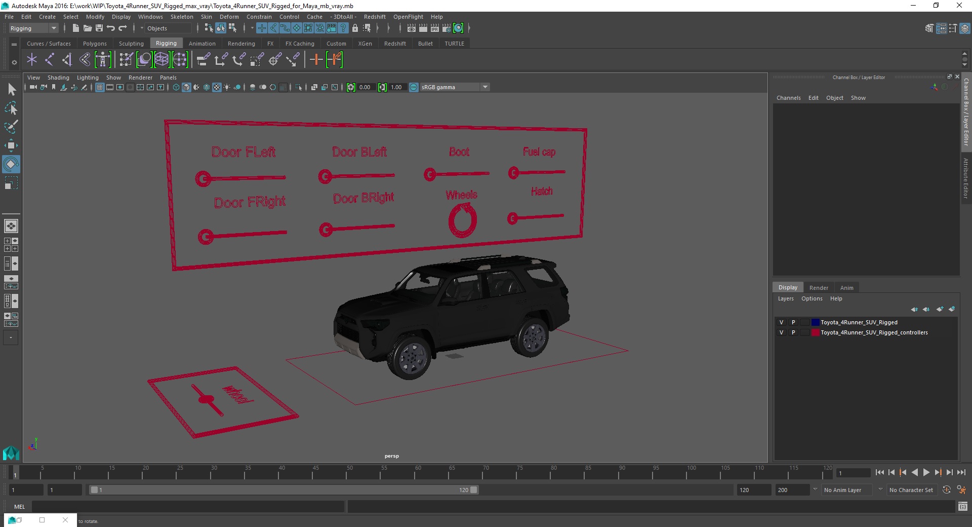 Toyota 4Runner SUV Rigged for Maya 3D model