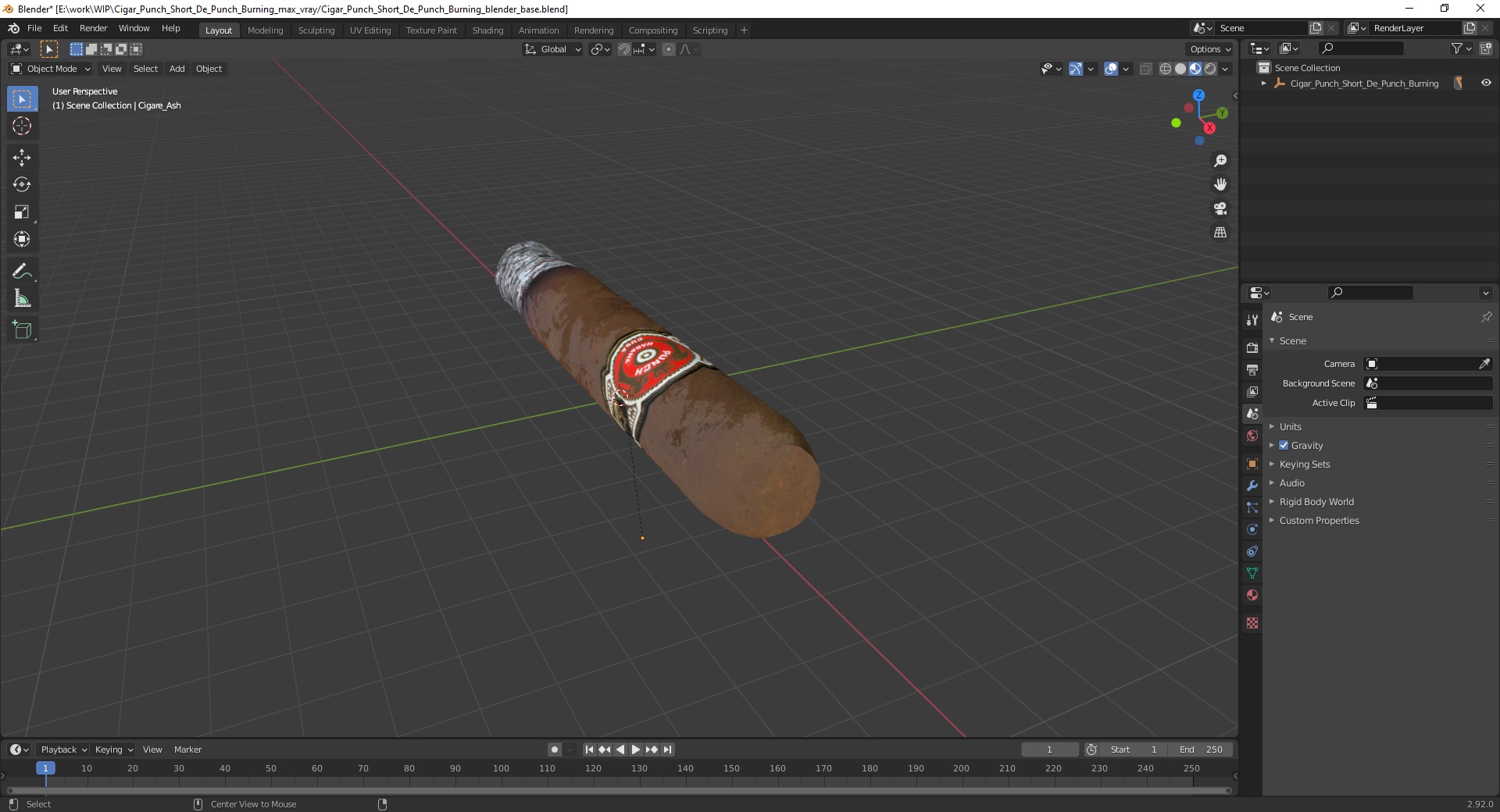 Cigar Punch Short De Punch Burning 3D model