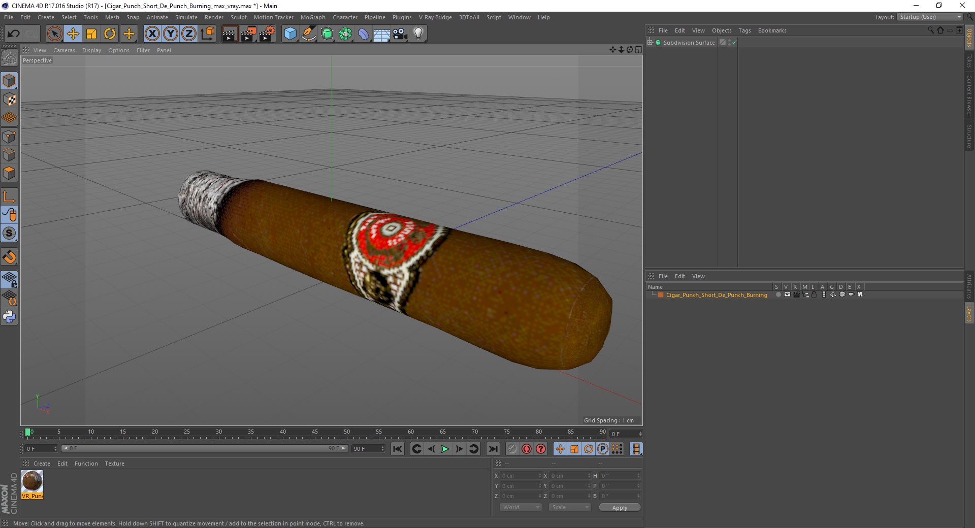 Cigar Punch Short De Punch Burning 3D model
