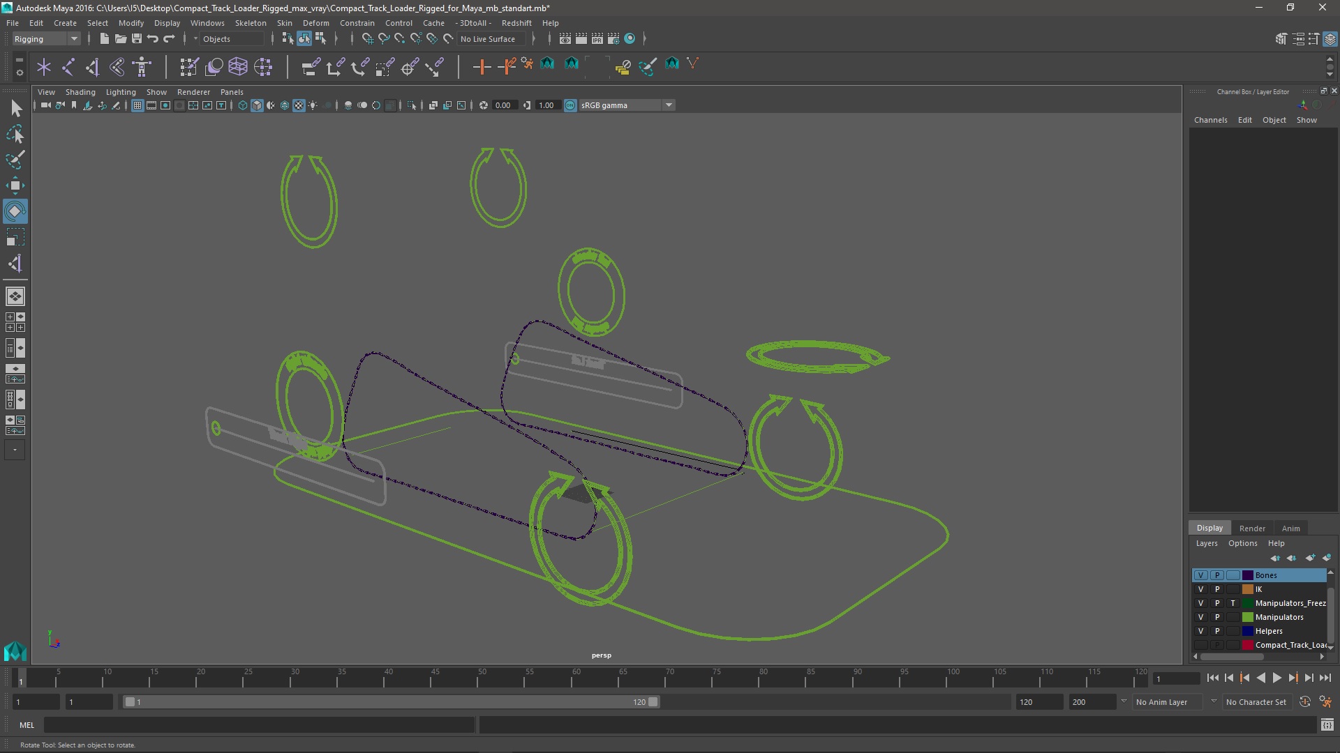 3D Compact Track Loader Rigged for Maya