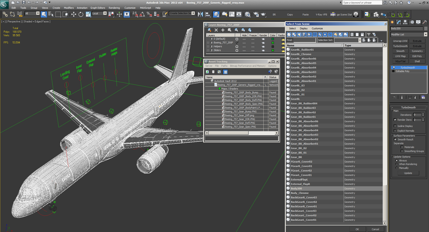 3D model Boeing 757 200F Generic Rigged