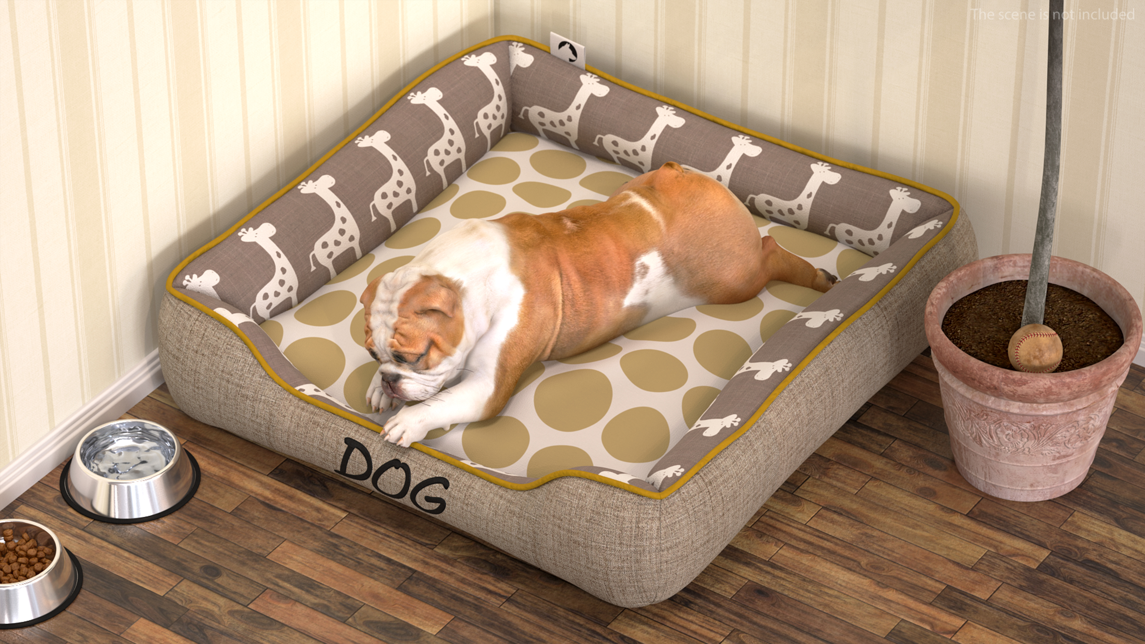Bulldog Sleep in Pet Bed 3D model