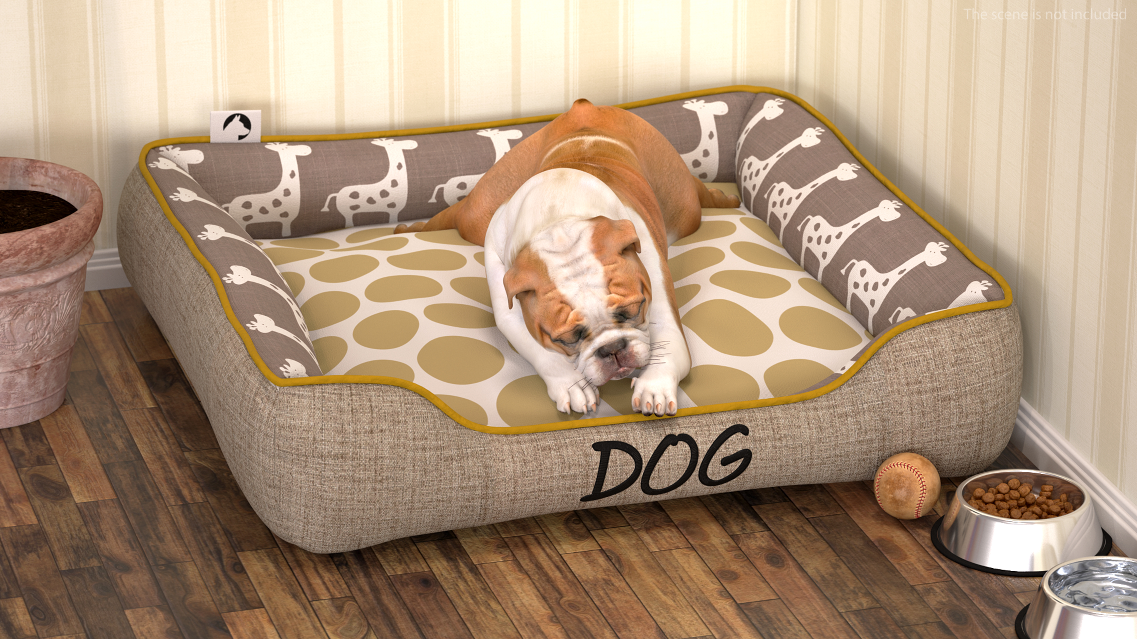 Bulldog Sleep in Pet Bed 3D model