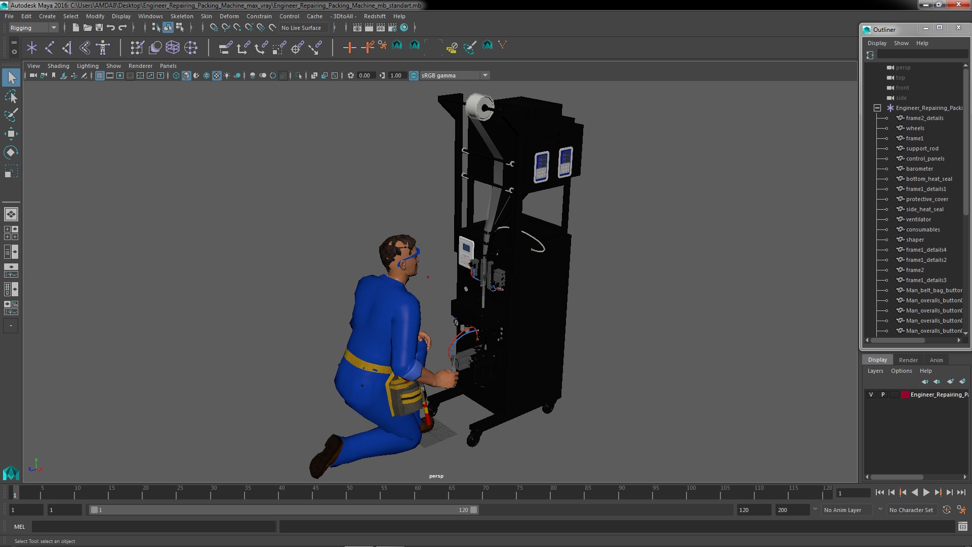 Engineer Repairing Packing Machine 3D model