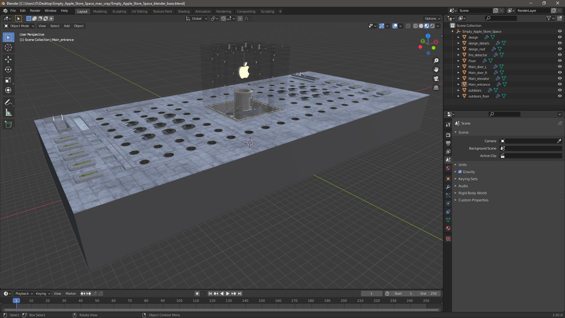 3D Empty Apple Store Space model