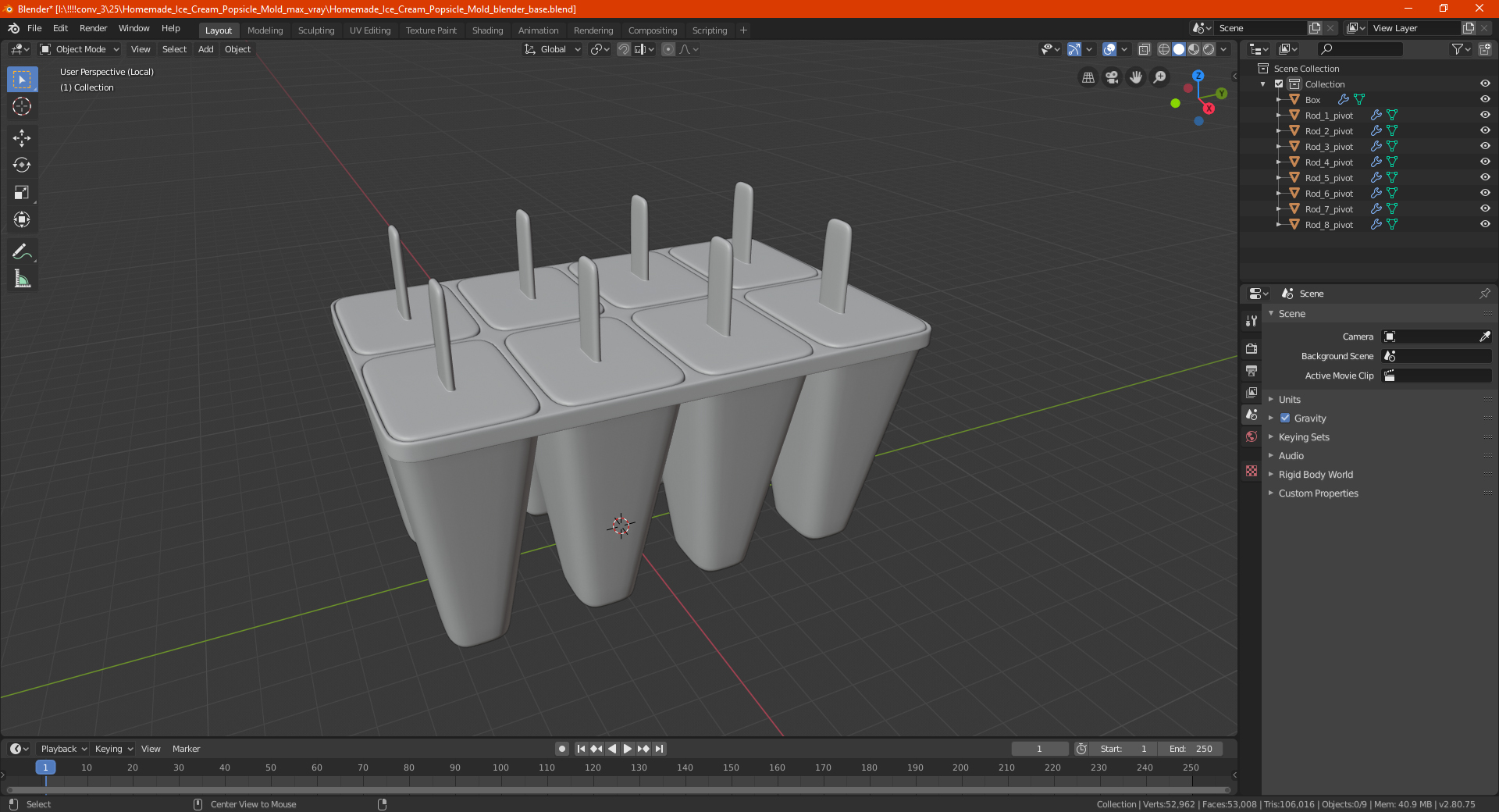Homemade Ice Cream Popsicle Mold 3D