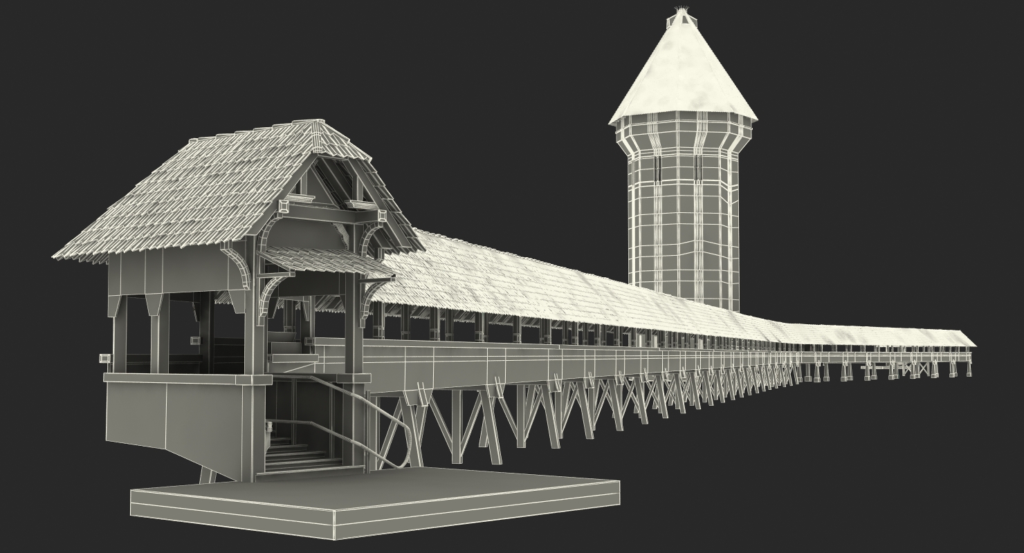 3D Chapel Bridge Wooden Footbridge