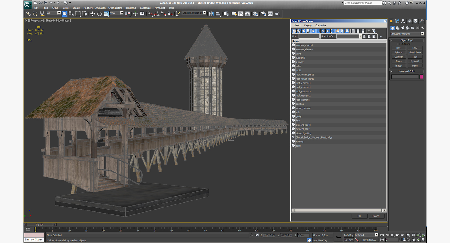 3D Chapel Bridge Wooden Footbridge