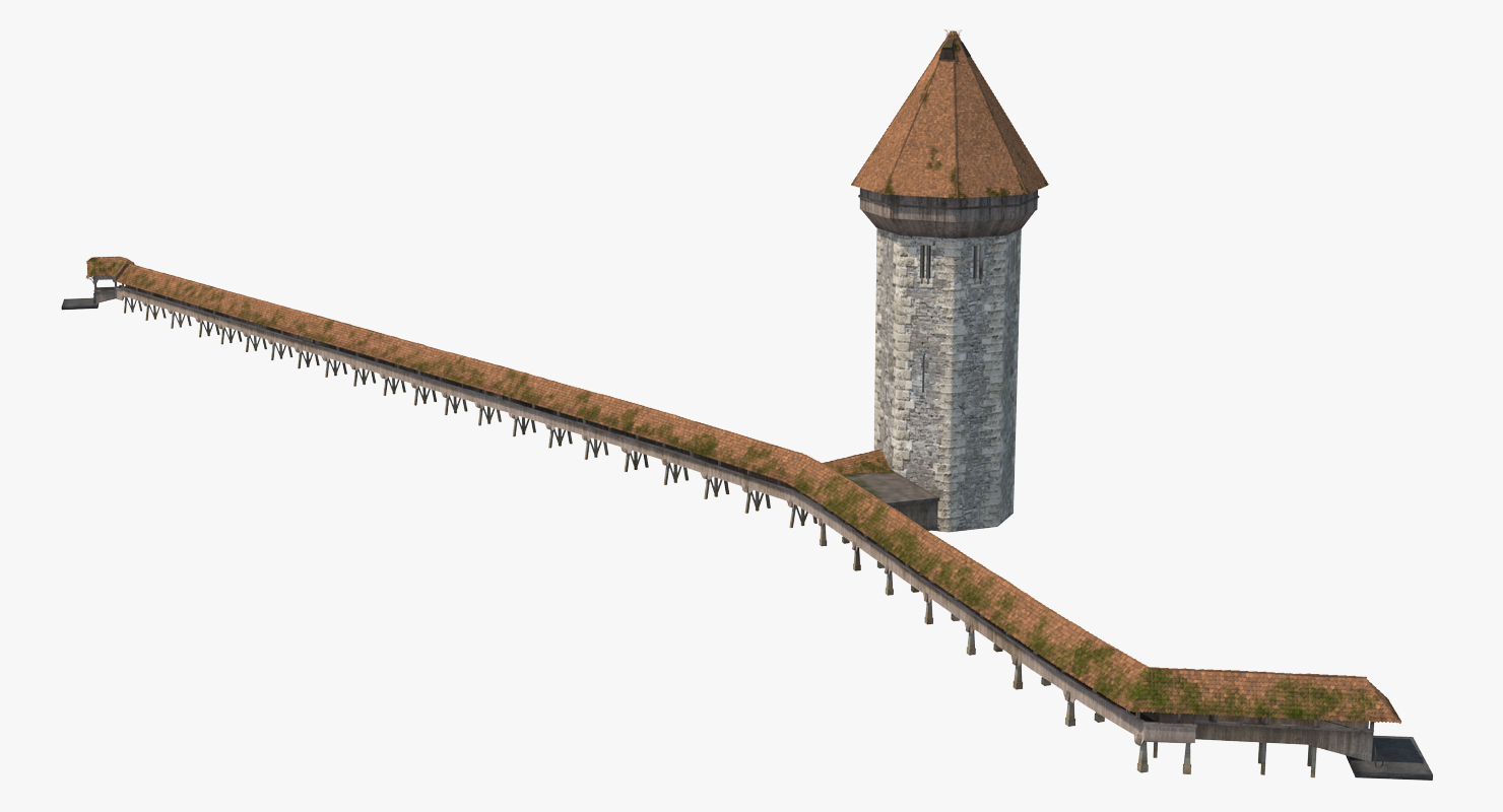 3D Chapel Bridge Wooden Footbridge