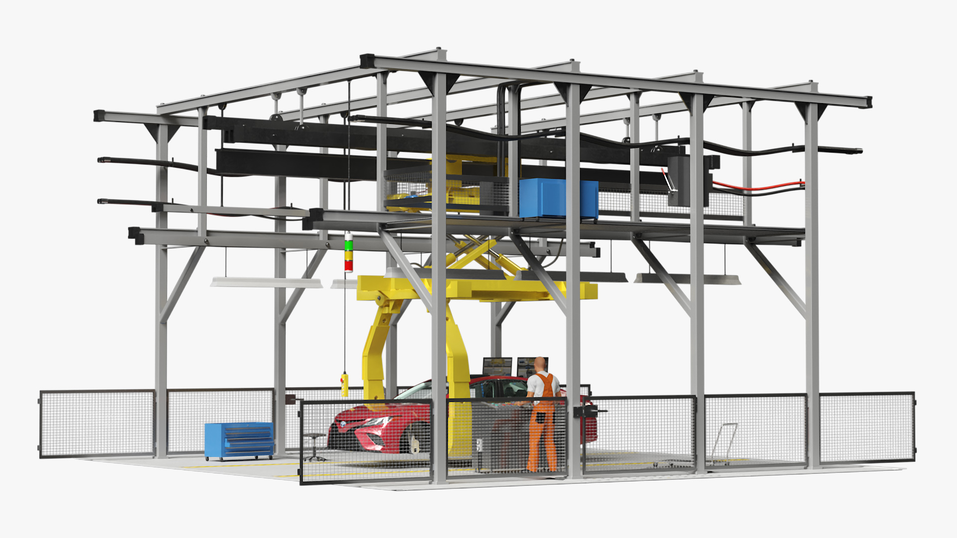 Automatic Toyota Body Line and Worker 3D