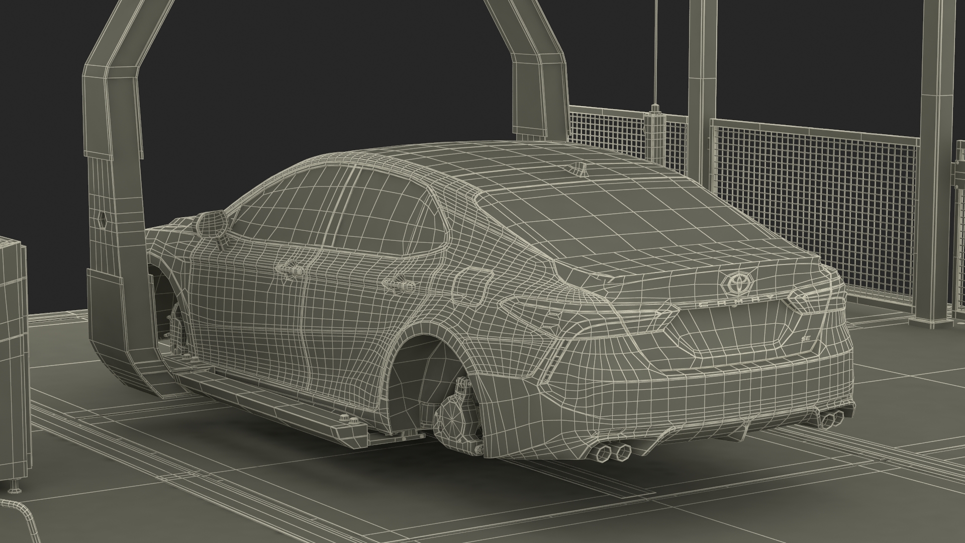 Automatic Toyota Body Line and Worker 3D